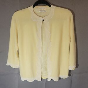 Yellow Cardigan with Scalloped Edges